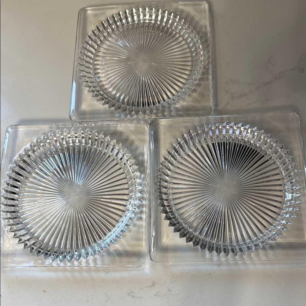 Heisey Ridgeleigh square 6 inch plates elegant glassware collectible set of 3